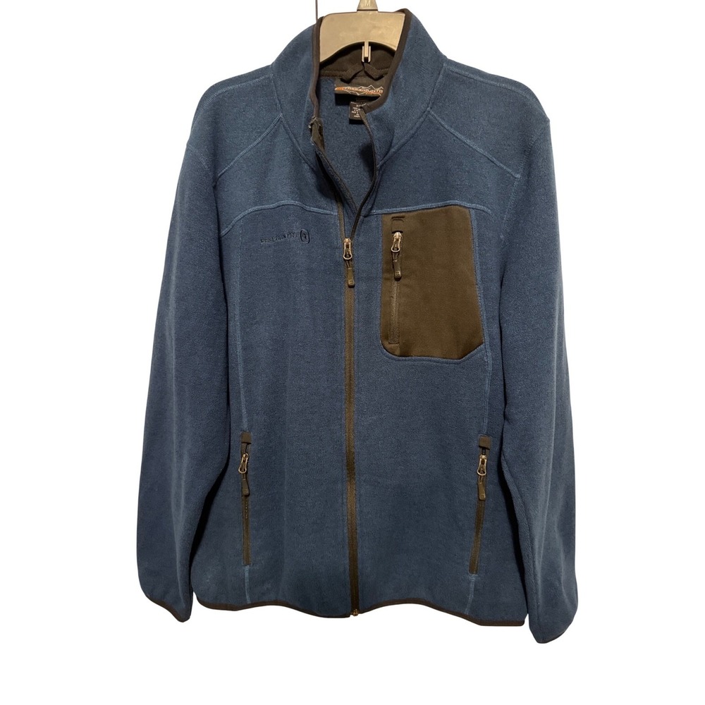 Free Country Mens Blue‎ Full Zip Fleece Sweater Jacket Outerwear X Large